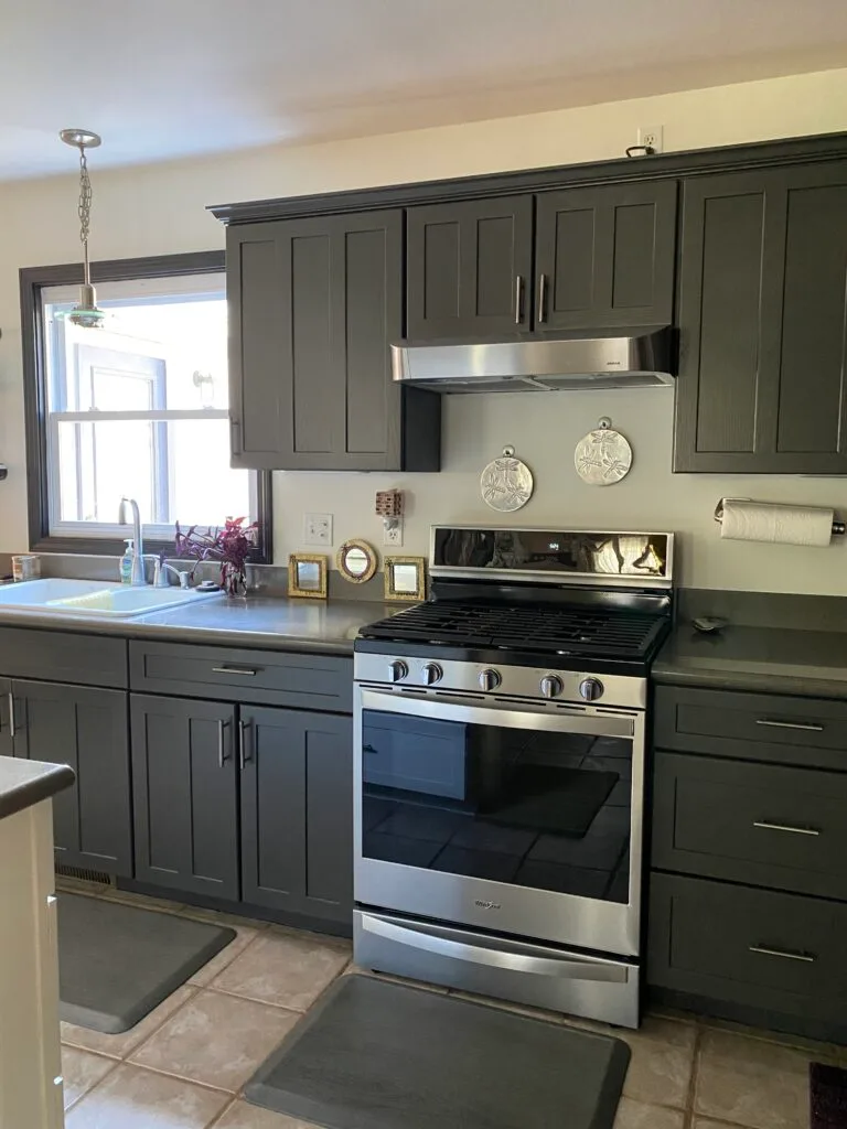 Kitchen cabinets painted charcoal gray